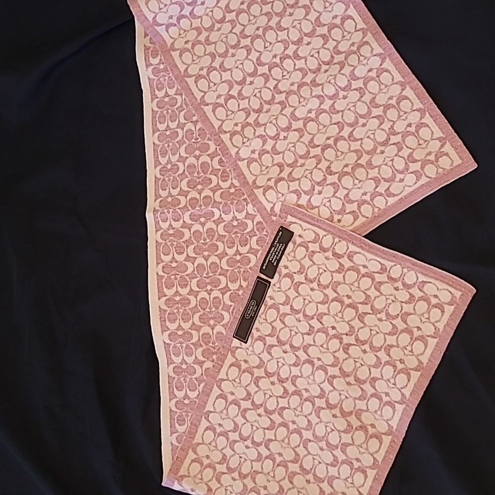Coach pink and white scarf